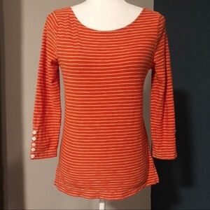 J Crew tangerine orange and white striped top